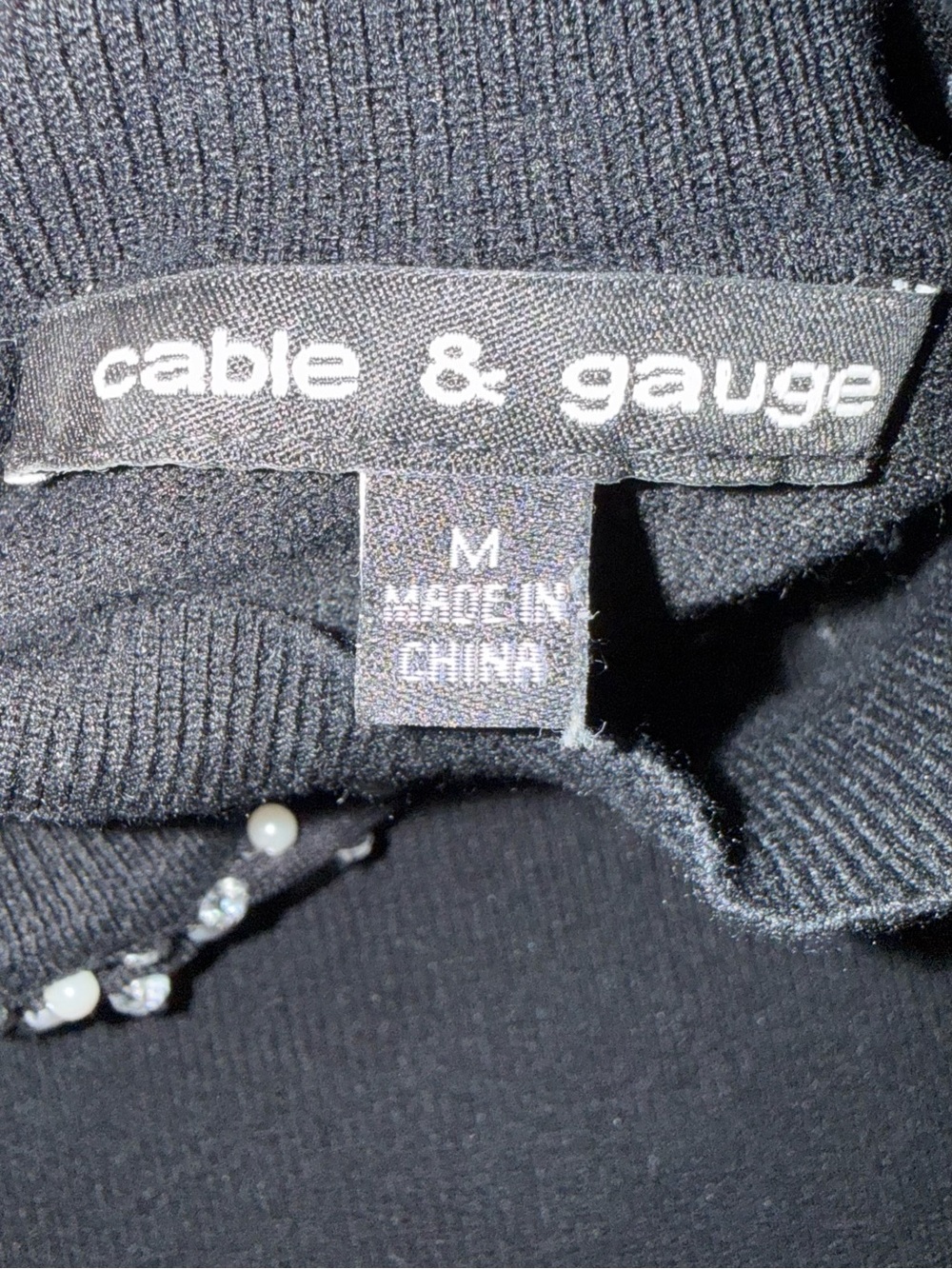 Cable & Gauge Black Rhinestone Mesh Yoke Sleeveless Mock Neck Top - Medium - Picture 5 of 8